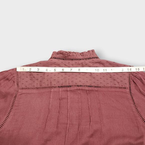 Faherty Womens Willa Blouse Catawaba Grape Purple Sz Medium Boho Peasant Classic - Picture 14 of 15